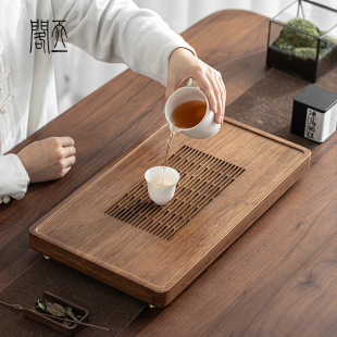 天一閣 储水排水双用干泡盘大号茶台茶几 日式 重竹茶盘家用抽屉式