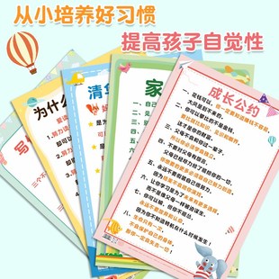 家训家规挂图墙贴男孩女孩子励志自律成长规矩小学生儿童家风挂画