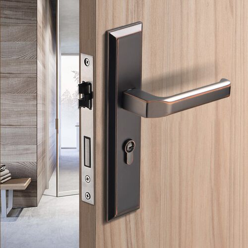 新中式门锁室内卧室房门锁家用木门锁具静音磁吸门锁青古铜门把手