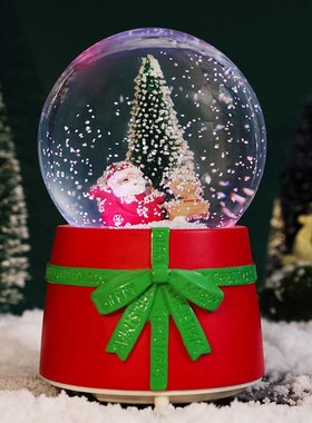 圣诞老人水晶球会下雪的可发光生日礼物女生主题摆件拍照道具礼品