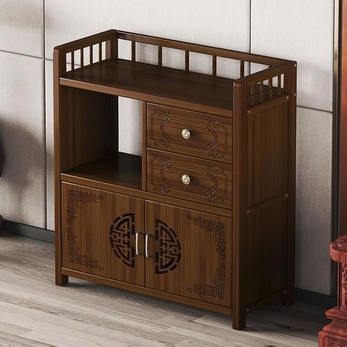 茶室茶叶架置物架实木新中式办公室收纳柜茶水柜茶桌边柜边柜茶几