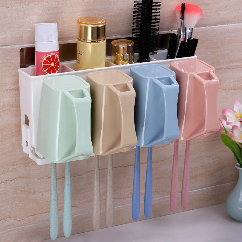 卫生间牙刷架壁挂式漱口杯吸壁式牙缸牙具置物架套装免打孔刷牙杯