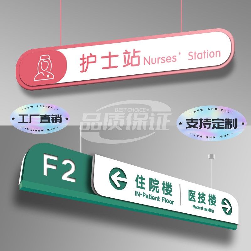 地下停车场商场超市医院走廊护士站吊牌灯箱悬挂双面发光指示牌等