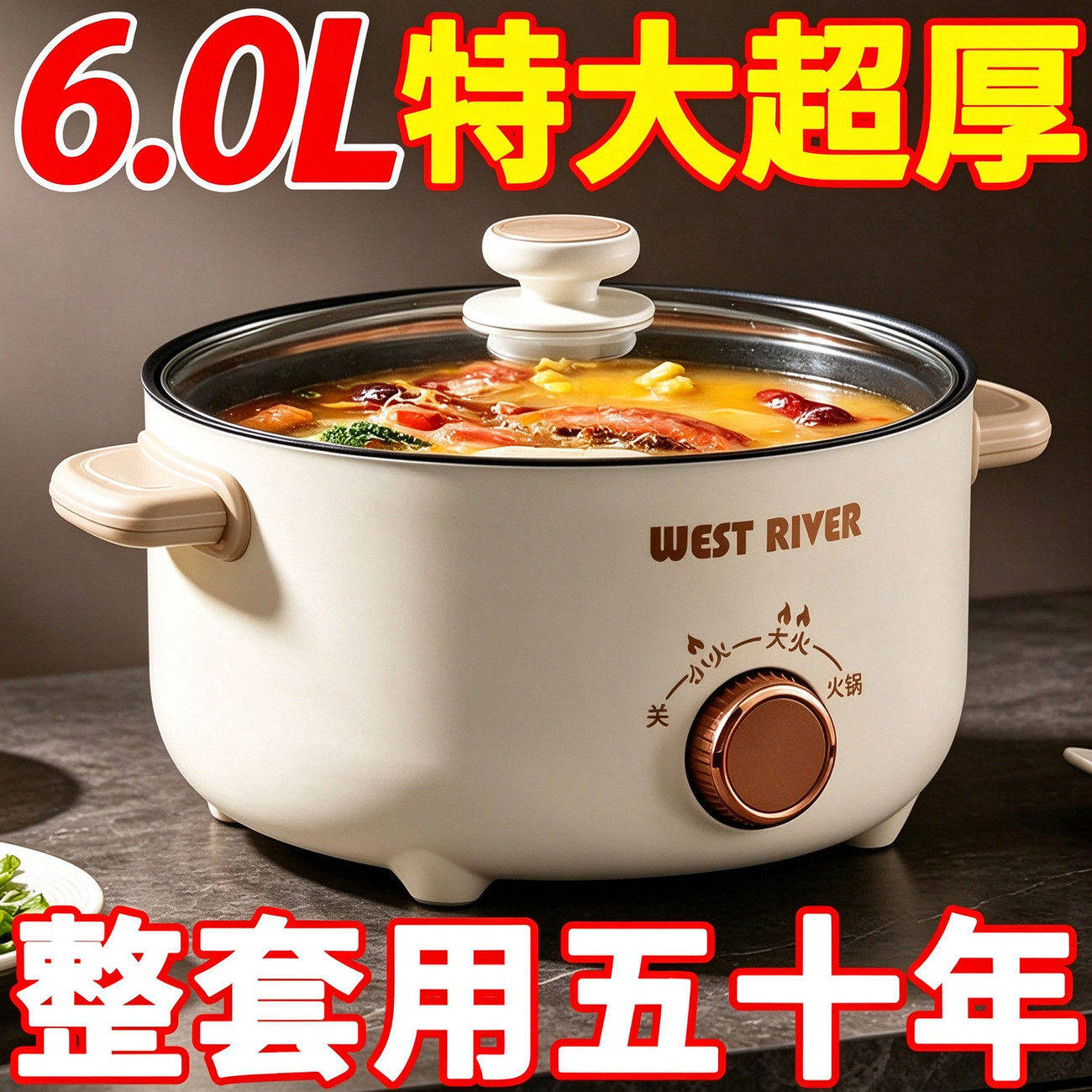 全自动电煮锅宿舍学生锅多功能泡面锅小电锅蒸煮一体电火锅不粘锅