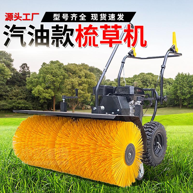 草坪梳草机小型手推自走式足球操场人造草坪充砂梳理机汽油刷草机