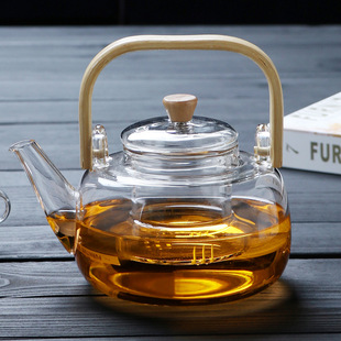 高硼硅玻璃竹把提梁茶壶家用可电陶炉加热花草茶壶功夫茶具