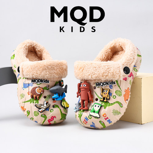 MQD儿童山海经棉拖鞋男童冬季新款拖鞋室内家用加绒保暖男孩棉鞋