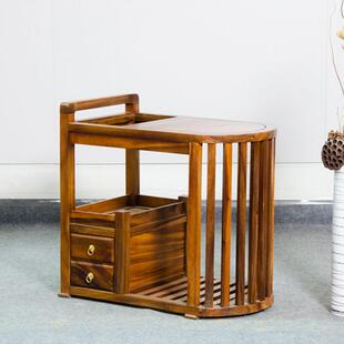 胡桃木半圆茶水柜现代简约中式民宿客厅阳台小储物实木小茶柜