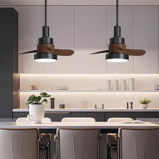 全光谱磁吸轨道风扇吊灯中古风复古餐桌吧台岛可遥控创意扇叶吊灯