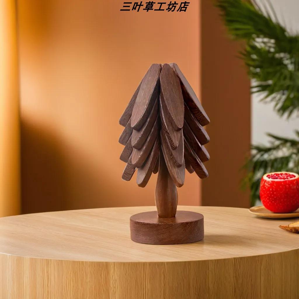 一棵树叶形餐桌隔热垫家用耐高温木质防烫厨房砂锅垫子菜碗垫杯垫