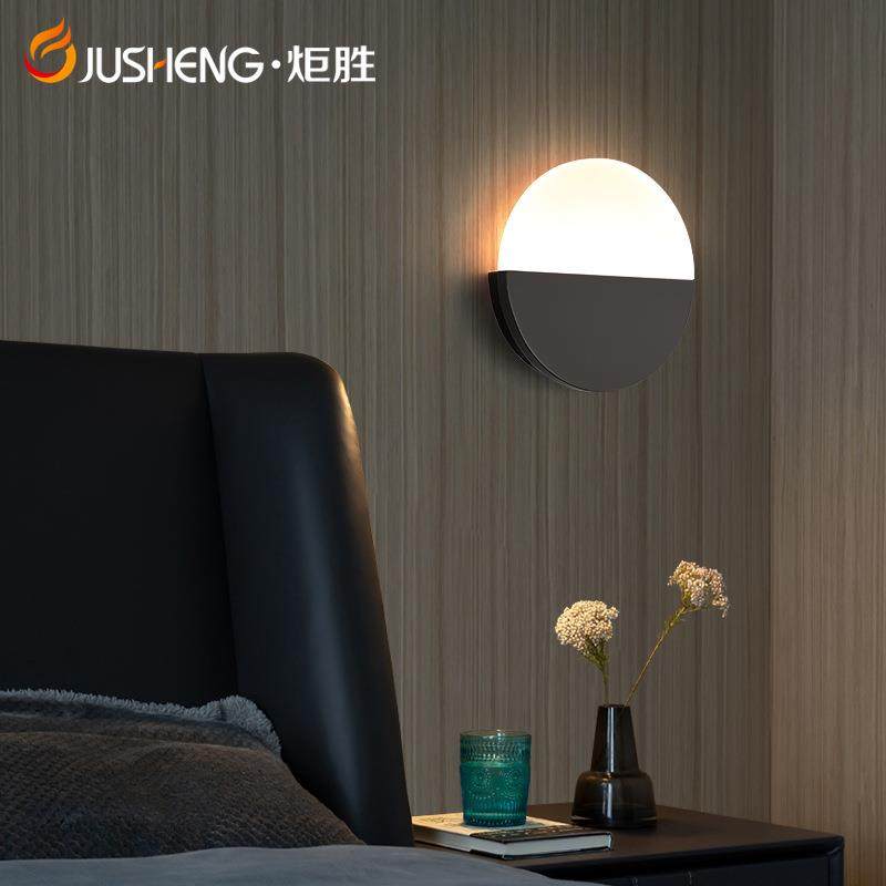 炬胜日落圆形led壁灯 客厅背景墙亚克力过道壁灯北欧卧室床头灯