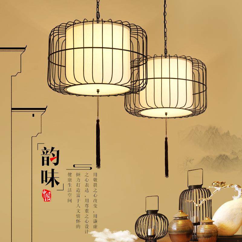 餐厅吊灯创意个性新中式吊灯铁艺鸟笼灯LED吧台玄关阳台鸟笼吊灯