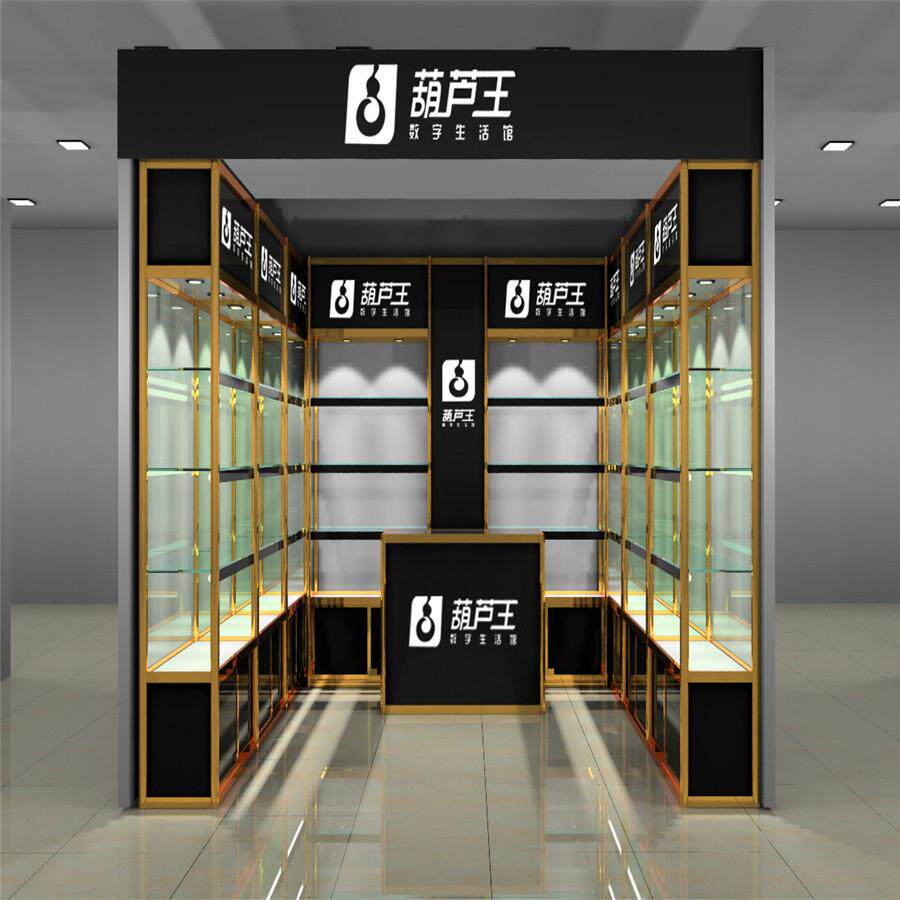 惠州钛合金货架手机柜台精品玻璃化妆品展柜汽车用品展示架定做