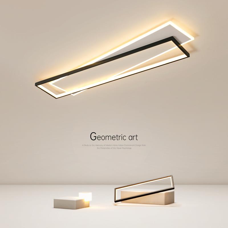 创意几何led吸顶灯办公室书房灯过道走廊长方形铝材长条组合灯具