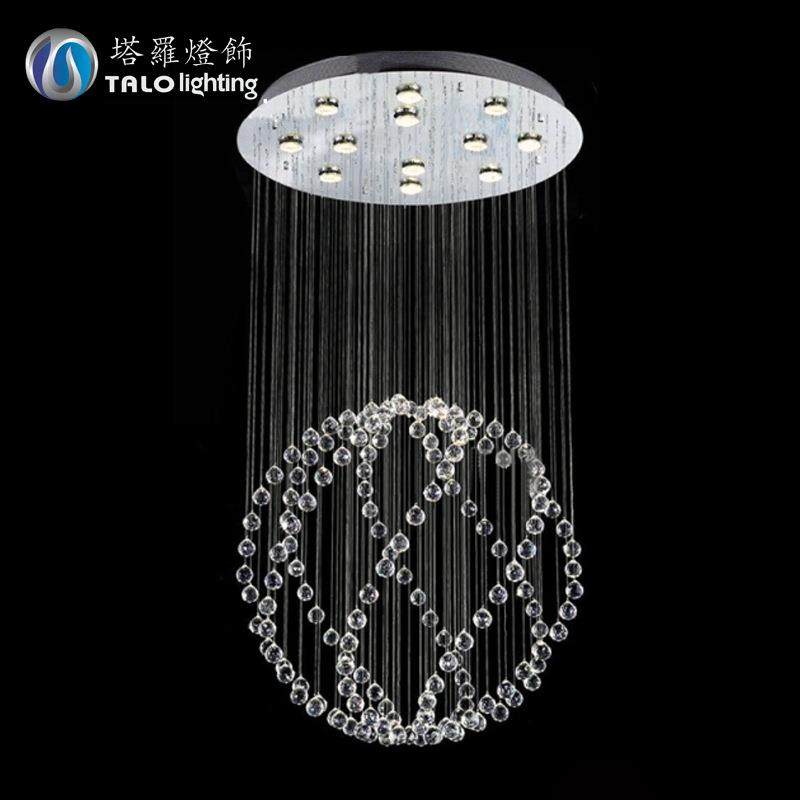 圆球led水晶灯饰创意复式楼梯间吊灯圆球吊线水晶灯简约客厅吊灯