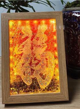 实木相框MDF线条流沙灯光画财神福字源头工厂价格公道
