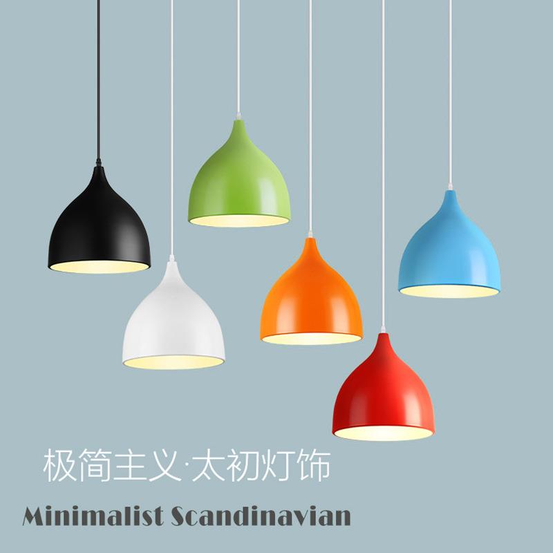 现代简约铝材餐厅吊灯彩色水滴时尚灯饰三头客厅卧室吧台吊灯