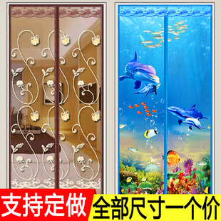 磁性纱门加密静音家用卧室隔断纱窗免打孔 魔术贴防蚊门帘j夏季
