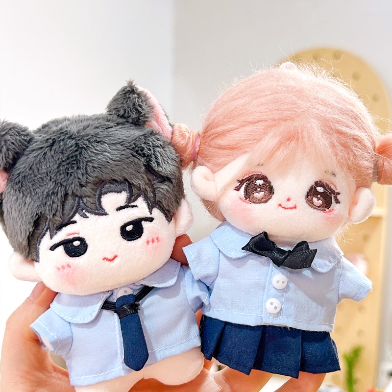10cm20cm娃m衣校服学院风衬衫裙子领结玩偶棉花娃娃换装海星体公