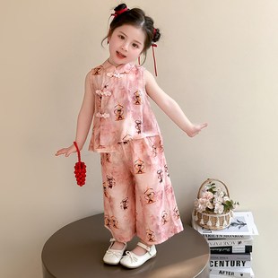汉服盘扣夏 2025新款 夏季 儿m童女童国风夏日哪吒小女孩新中式 套装