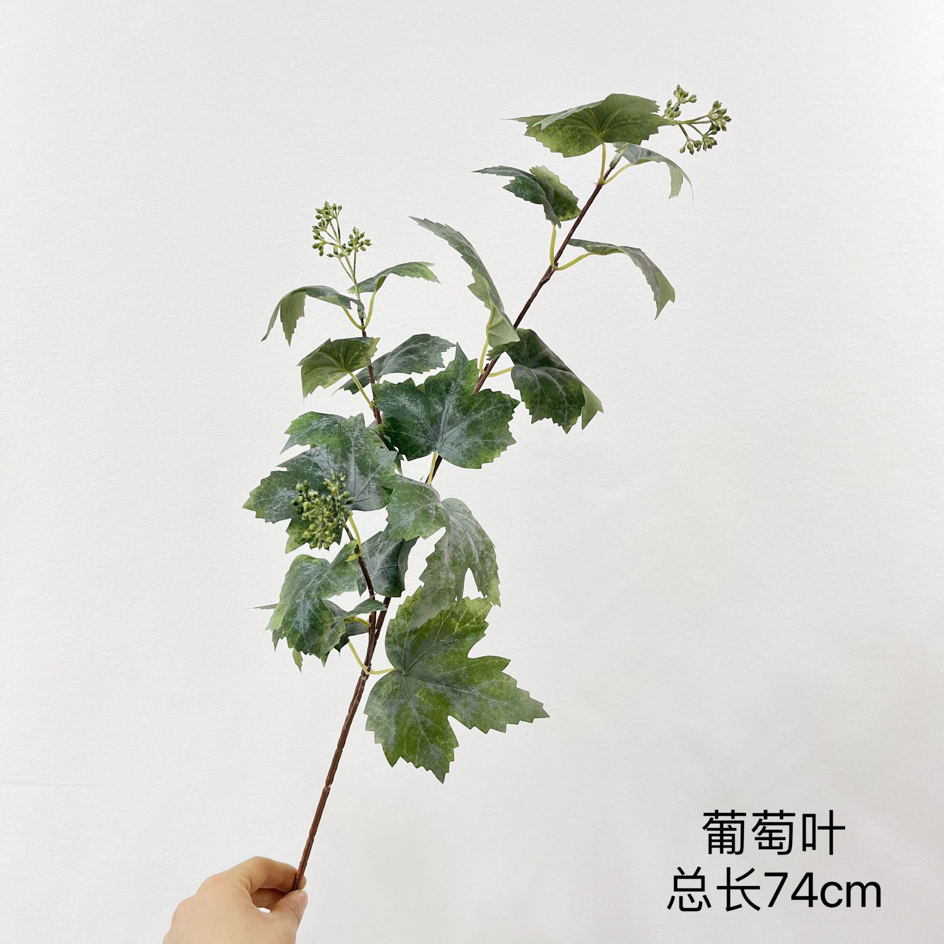 单枝仿真植物葡萄叶 梧桐叶秋色枫叶 造景布置花艺软装样板房绿植