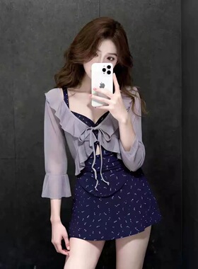 泳衣女2026新款高级感连体裙式保守微胖遮肉显瘦小胸聚拢温泉泳装