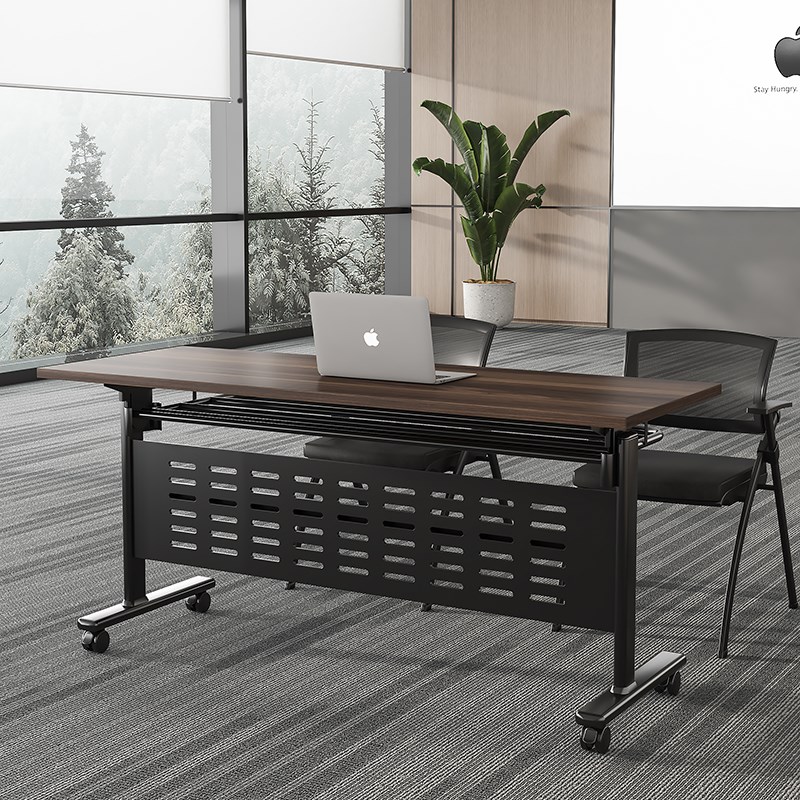 折叠会议桌培训桌椅组合可移动拼接多功能长条双人课桌办公培训桌