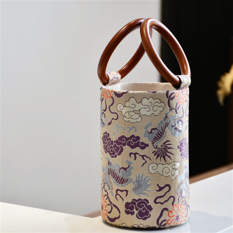 双木环水桶包口金包DIY材料包宋锦汉服真丝手工布艺包套装