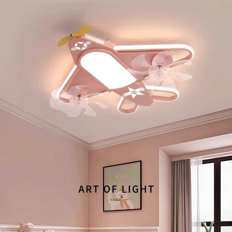 灯氏 全光谱护眼飞机灯儿u童房风扇灯男孩女孩创意卧室智能吸顶灯