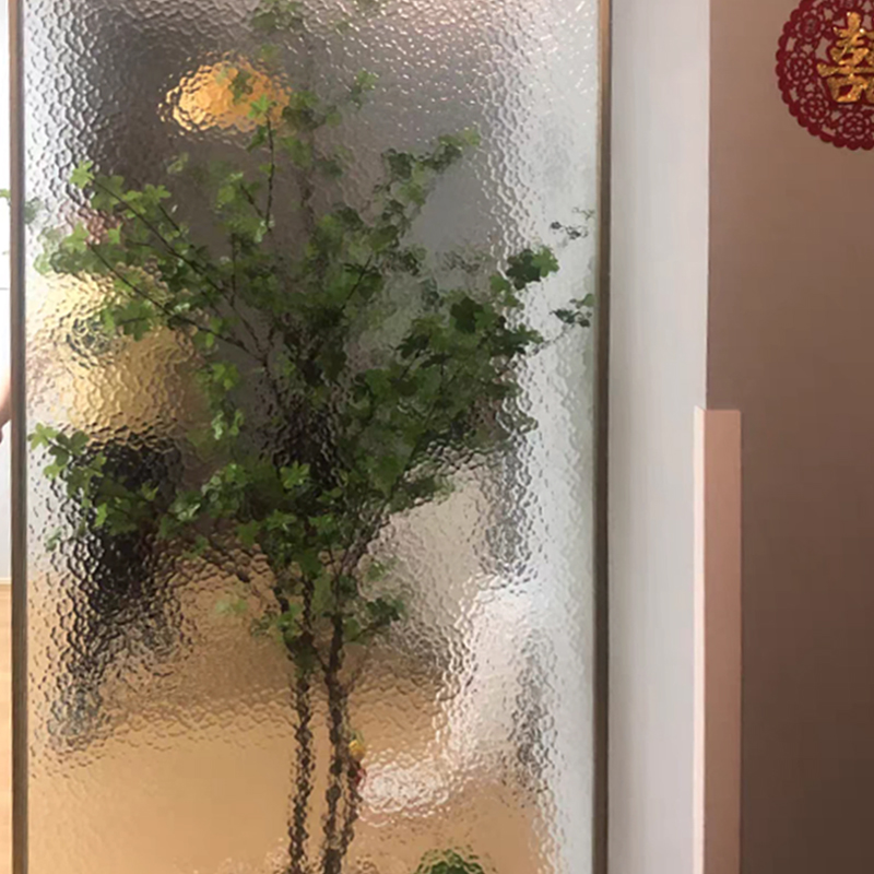 水纹波纹超普白玻璃隔断屏风立体I石头纹艺术玄关门窗定制