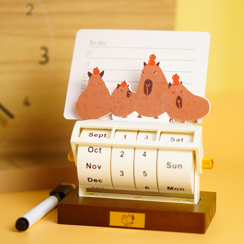 水豚摆件可爱capybara日历桌面桌历创意送女生R女朋友闺蜜生日礼
