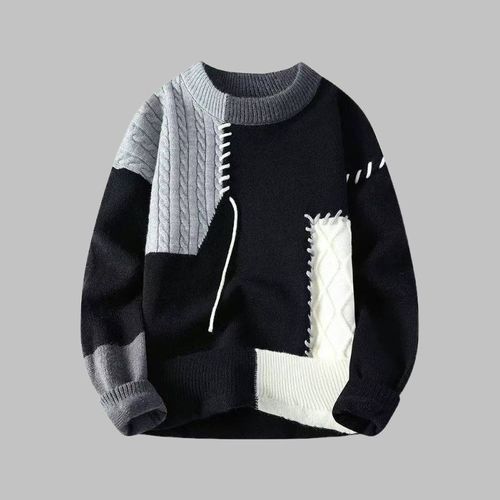 儿童拼接毛衣男女童秋冬2024新款E中大童洋气时髦加厚针织衫线衣