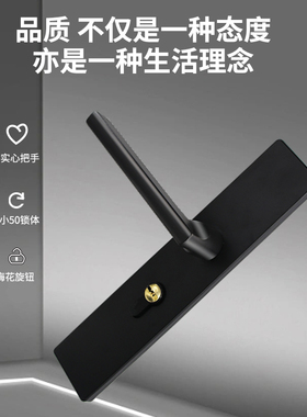 黑色连身房门锁套装简约s静音门把手工程小黑锁磁吸锁旧门换锁通