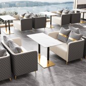 咖啡厅桌椅酒吧茶室商用休闲接待售楼洽谈甜品店R餐厅双人卡座沙