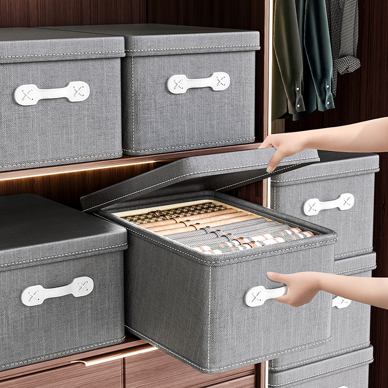 家用衣服收纳箱衣柜布艺整理盒衣物大容量超大可折U叠置储物筐神