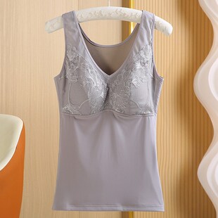 秋冬大码保暖女j士内衣胖mm背心大罩杯薄款美体塑身衣长款打底上