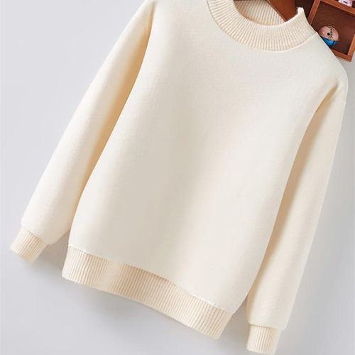 女童毛衣圆领f套头2023秋冬针织衫中大童卫生衣打底衫加绒加厚低