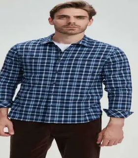 NDK 潮流舒适格子长袖衬衫-214WO14324JN