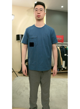 NDK 蓝色短袖圆领T恤-222TO22174MB