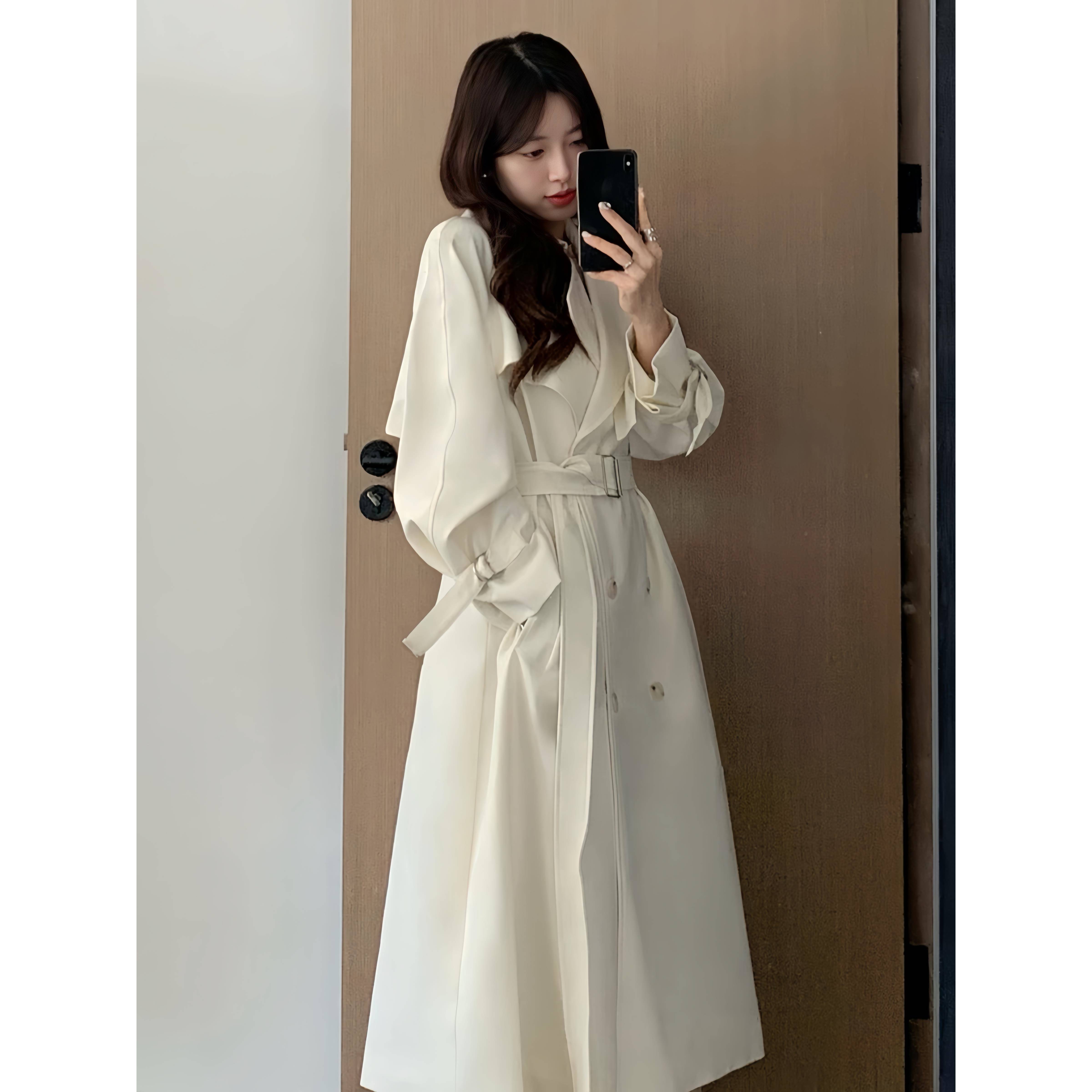 高级感白色风衣外套女2025新款秋季巨好看中长款英伦休闲春秋大衣