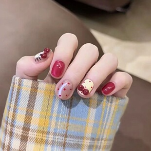 猫眼纯手工穿戴甲指甲贴片美甲假指甲5089 红领结KITY