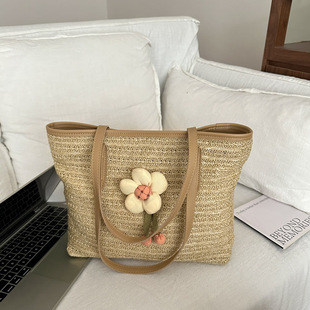 包包女编织草编大容量单肩包2025新款夏季海边挎包通勤托特包