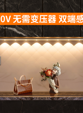220v无变压器人体感应山丘灯开关常亮led灯条插电鞋柜入户柜衣柜