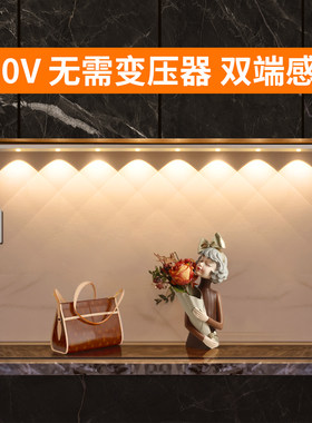 220v无变压器人体感应山丘灯开关常亮led灯条插电鞋柜入户柜衣柜