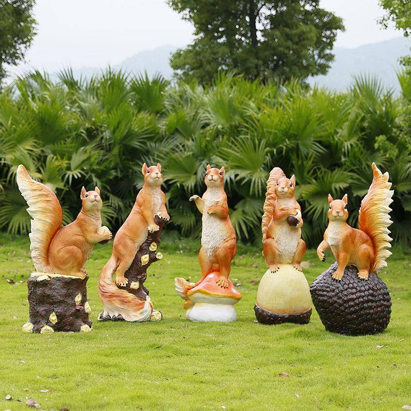 户外仿真松鼠雕塑花园林幼儿园草坪景观爬树动物模型摆件装饰挂件