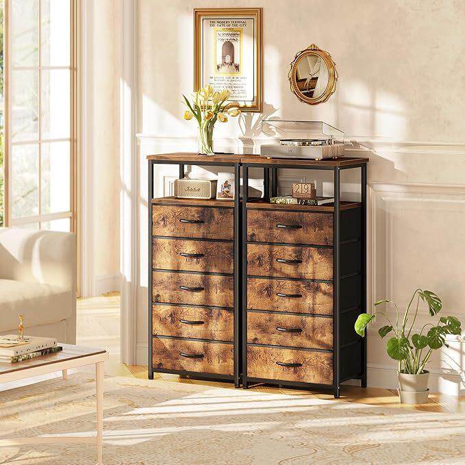 带USB充电口织物抽屉边桌卧室床头柜钢木板式收纳置物架抽屉柜