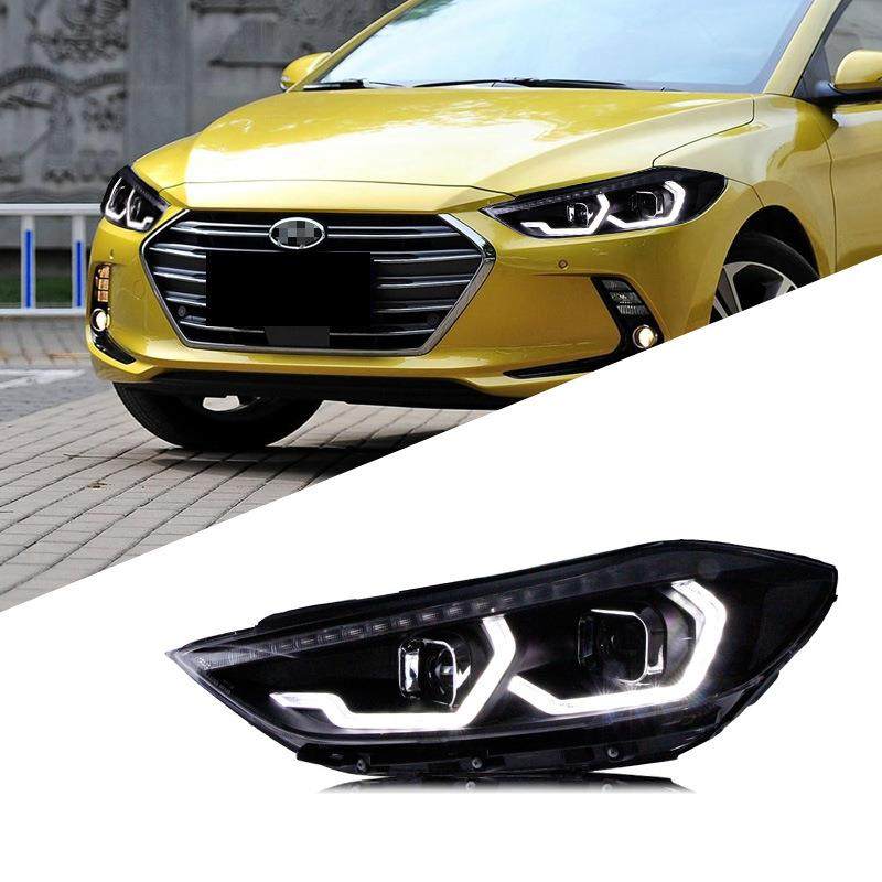 适用于16-19款领动大灯总成改装LED日行灯流水转向灯双光透镜氙气