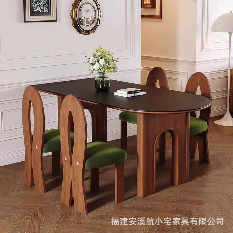 法式复古简约餐桌饭桌家用小户型客厅会客洽谈桌泡茶桌工作台桌子