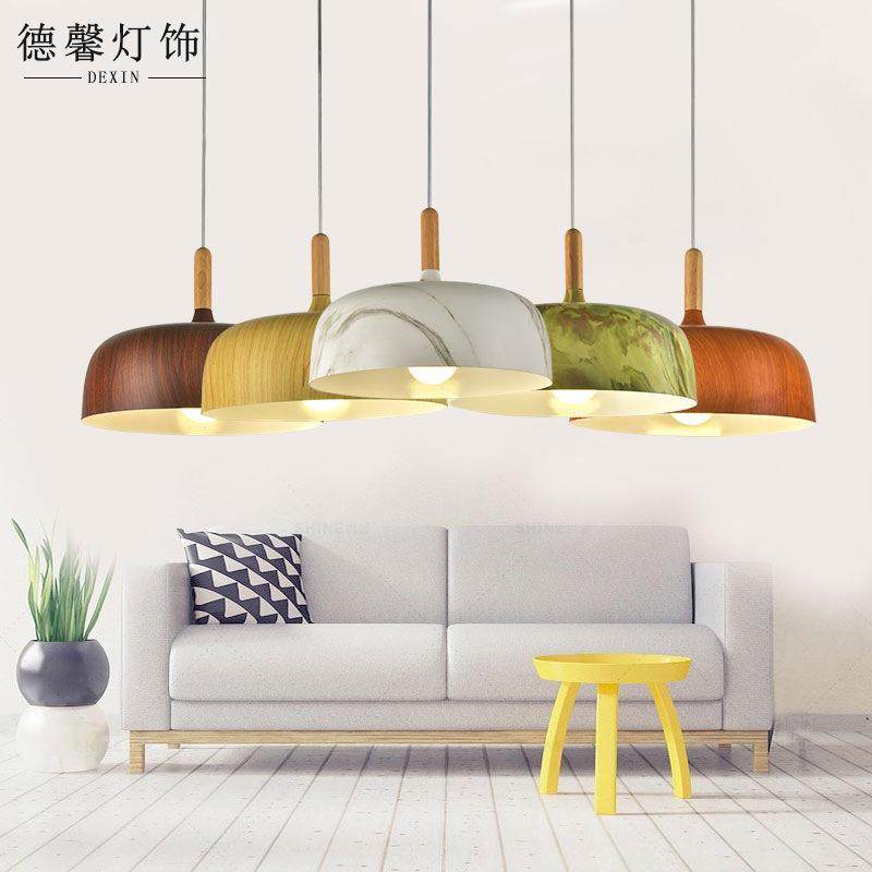 直销北欧木纹铝材吊灯后现代风格餐厅吊线灯