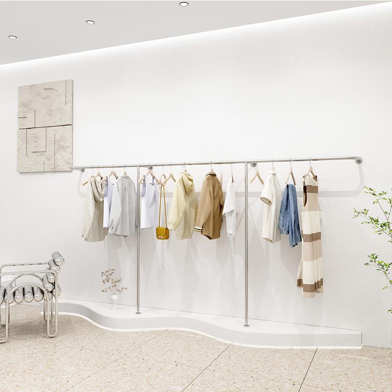 服装店展示架男女童装货架上墙侧挂架陈列架不锈钢落地式挂衣架子